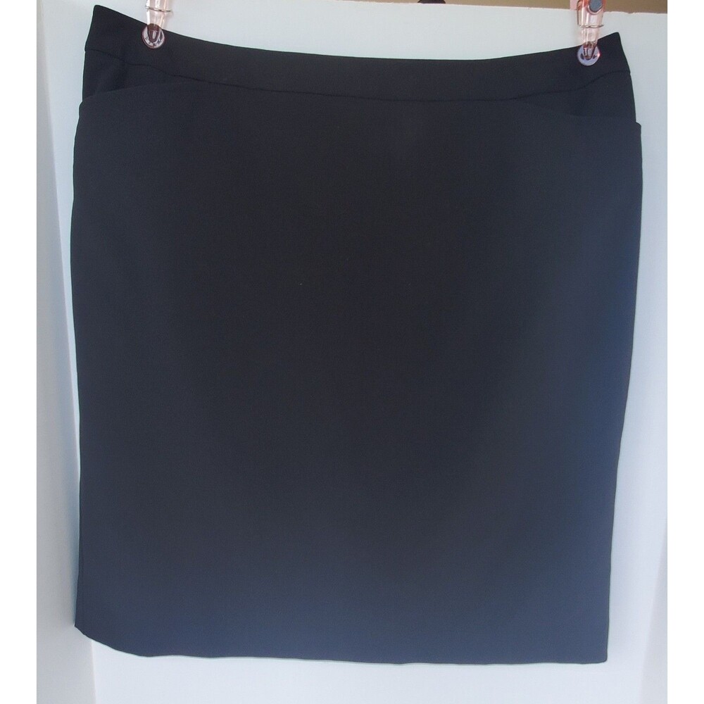 Womens Black Pencil Skirt Josephine Essentials Size 14 Knee Length Back Slit NWT